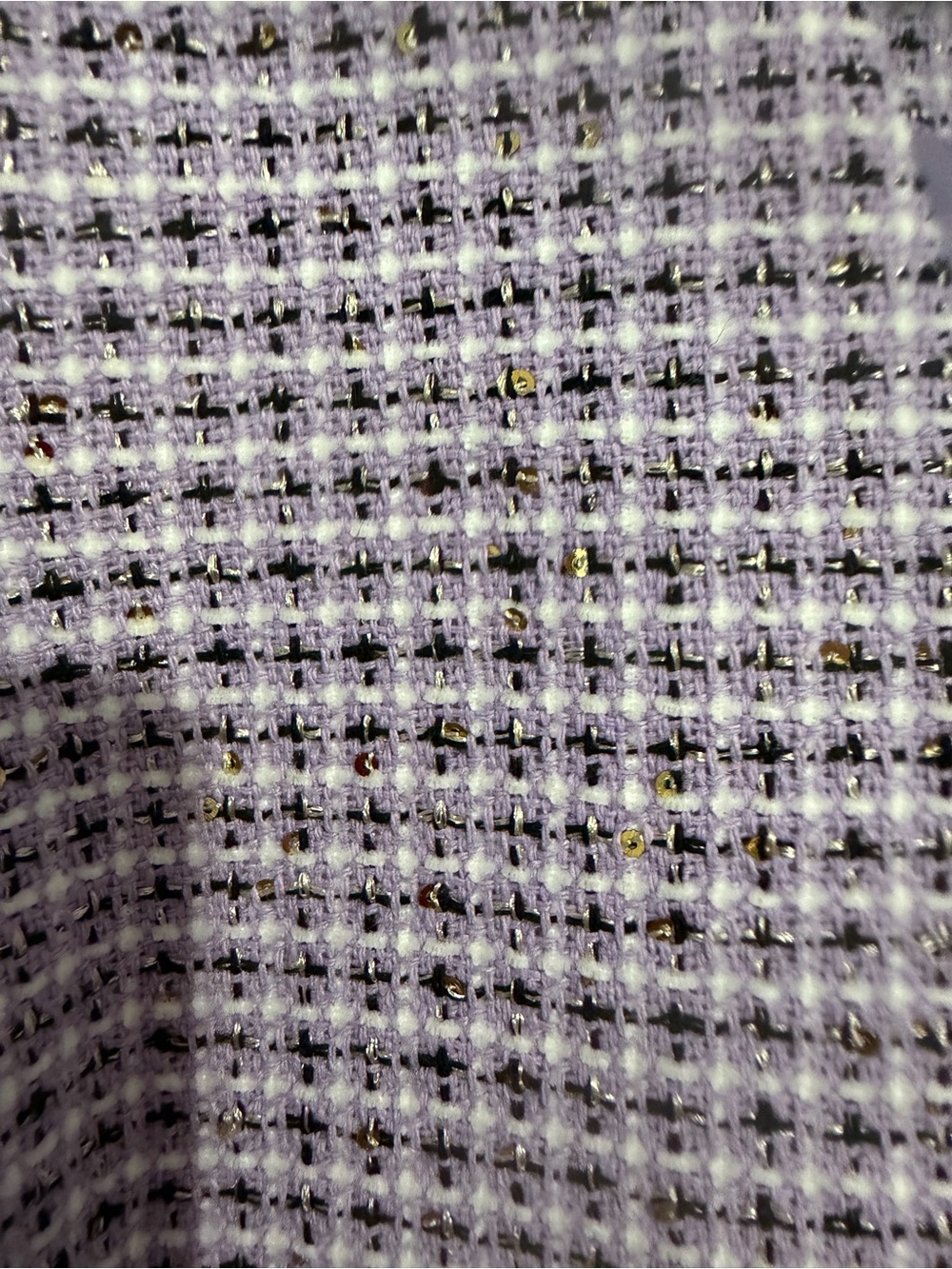 Kasper Lavender Patterned Collarless Blazer with Gold Buttons 14P - Picture 3 of 4